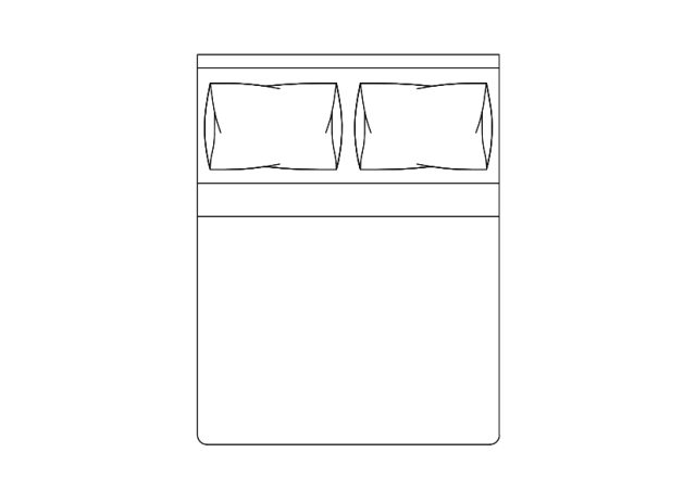 Free Double Bed top view CAD Block – DWG, DXF, PDF Format