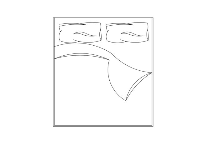 Free Double Bed top view CAD Block – DWG, DXF, PDF Format