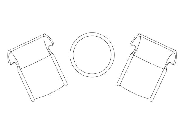 Free Armchairs & table set-up top view CAD Block – DWG, DXF, PDF Format