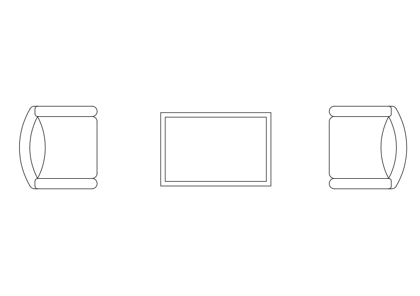 Free Armchairs & table set-up top view CAD Block – DWG, DXF, PDF Format