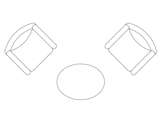 Free Armchairs & table set-up top view CAD Block – DWG, DXF, PDF Format