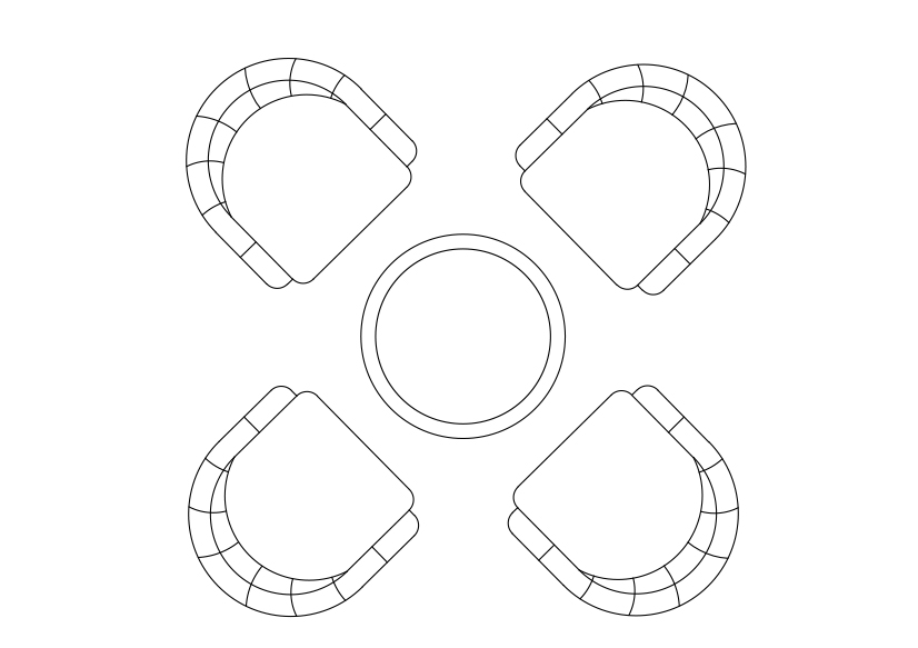 Free Armchairs & table set-up top view CAD Block – DWG, DXF, PDF Format