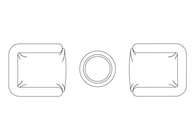 Free Armchairs & table set-up top view CAD Block – DWG, DXF, PDF Format