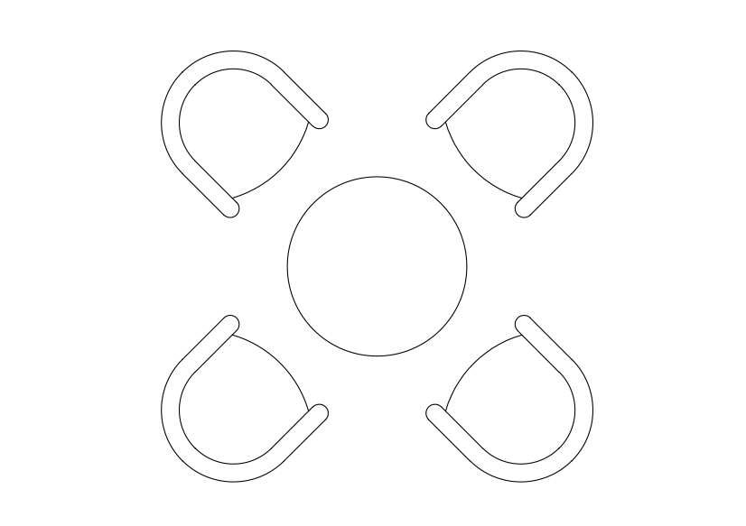 Free Armchairs & table set-up top view CAD Block – DWG, DXF, PDF Format
