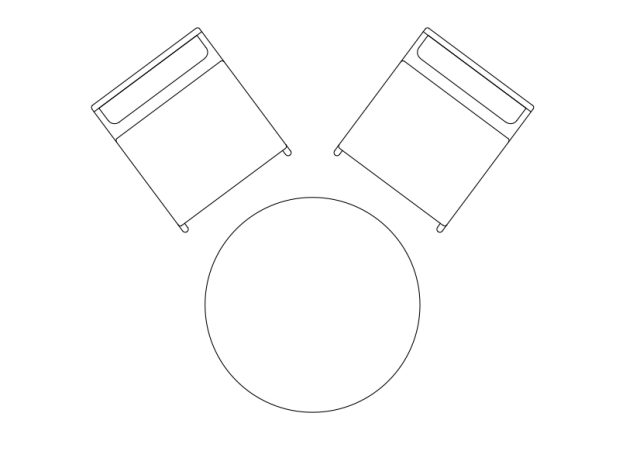 Free Armchairs & table set-up top view CAD Block – DWG, DXF, PDF Format