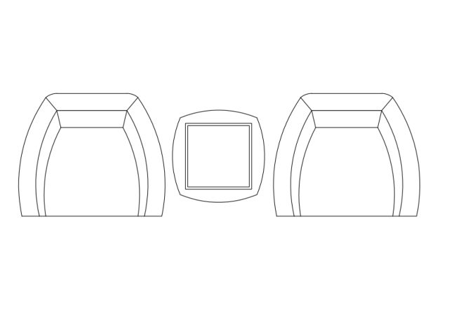 Free Armchairs & table set-up top view CAD Block – DWG, DXF, PDF Format