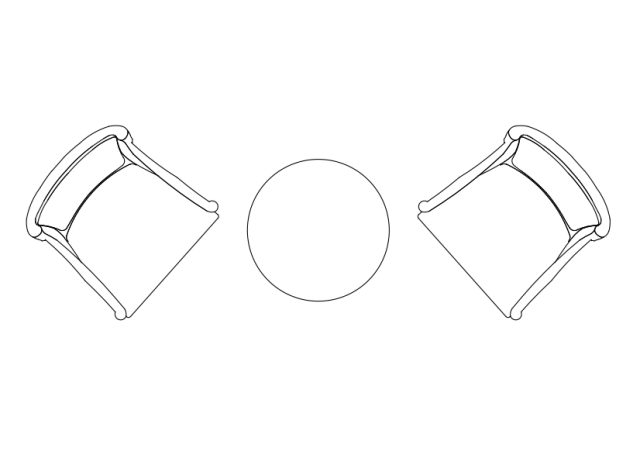 Free Armchairs & table set-up top view CAD Block – DWG, DXF, PDF Format