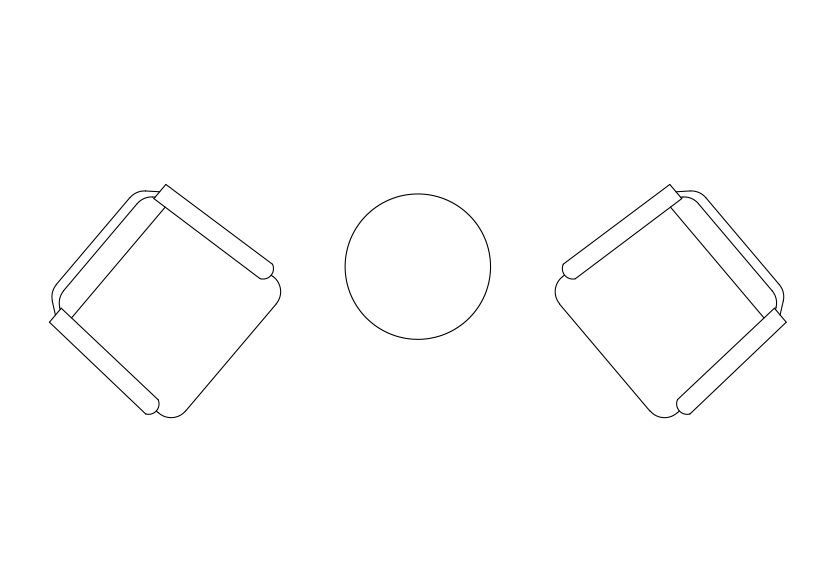 Free Armchairs & table set-up top view CAD Block – DWG, DXF, PDF Format
