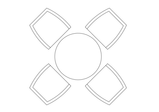 Free Armchairs & table set-up top view CAD Block – DWG, DXF, PDF Format