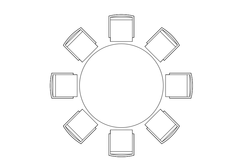Free Chairs & Dining table set-up top view CAD Block – DWG, DXF, PDF Format