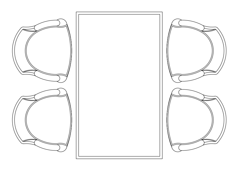 Free Chairs & Dining table set-up top view CAD Block – DWG, DXF, PDF Format