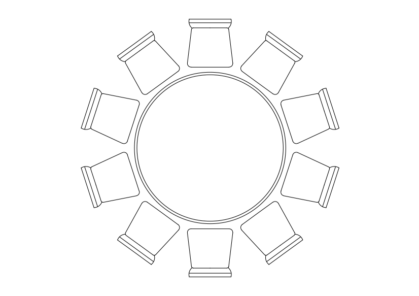 Free Chairs & Dining table set-up top view CAD Block – DWG, DXF, PDF Format