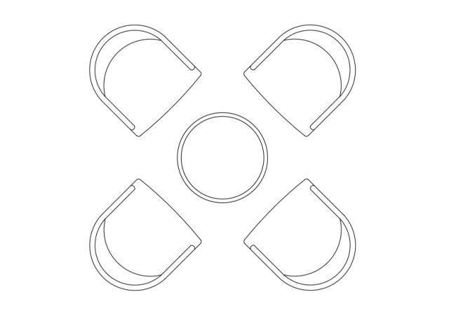 Free Chairs & Dining table set-up top view CAD Block – DWG, DXF, PDF Format