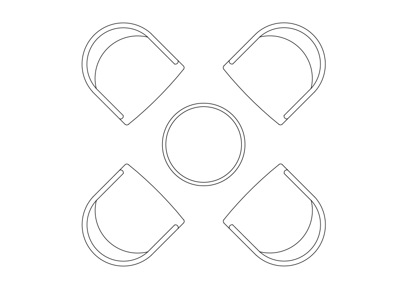 Free Chairs & Dining table set-up top view CAD Block – DWG, DXF, PDF Format
