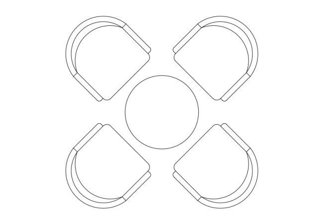 Free Chairs & Dining table set-up top view CAD Block – DWG, DXF, PDF Format