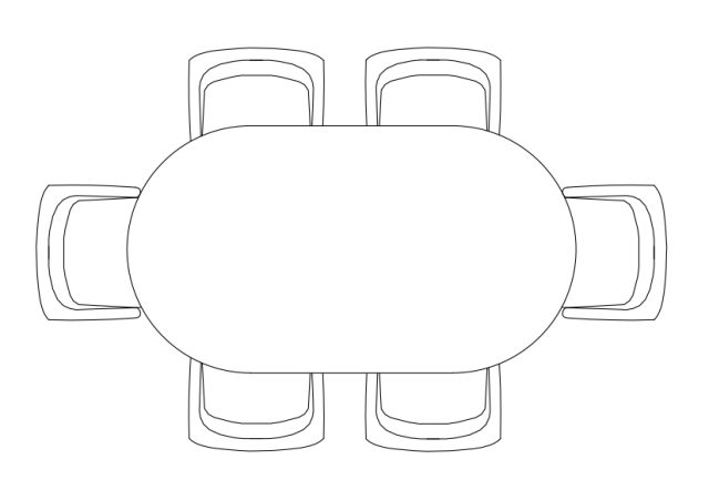 Free Chairs & Dining table set-up top view CAD Block – DWG, DXF, PDF Format