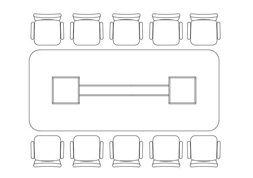 Free Chairs & Dining table set-up top view CAD Block – DWG, DXF, PDF Format