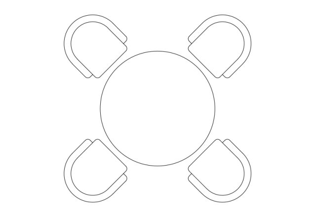 Free Chairs & Dining table set-up top view CAD Block – DWG, DXF, PDF Format