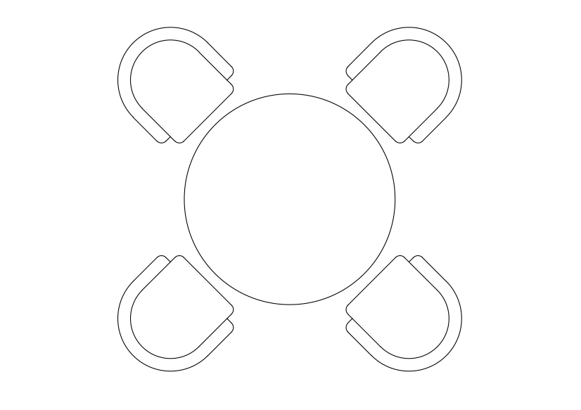 Free Chairs & Dining table set-up top view CAD Block – DWG, DXF, PDF Format