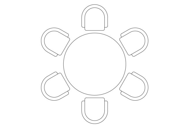 Free Chairs & Dining table set-up top view CAD Block – DWG, DXF, PDF Format