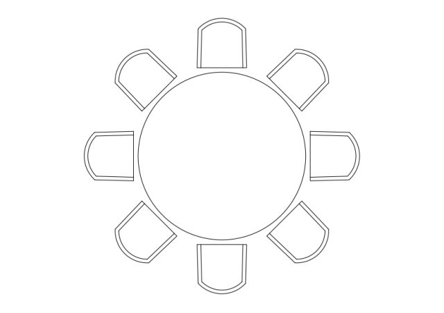 Free Chairs & Dining table set-up top view CAD Block – DWG, DXF, PDF Format