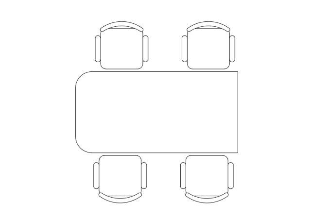 Free Chairs & Dining table set-up top view CAD Block – DWG, DXF, PDF Format