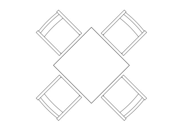 Free Chairs & Dining table set-up top view CAD Block – DWG, DXF, PDF Format