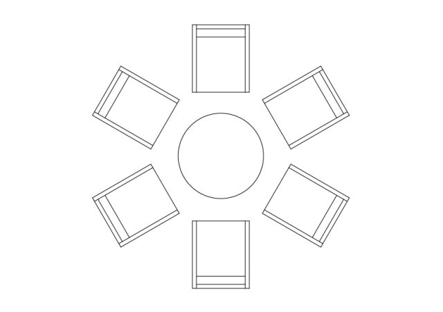 Free Chairs & Dining table set-up top view CAD Block – DWG, DXF, PDF Format