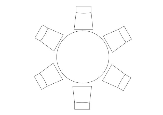 Free Chairs & Dining table set-up top view CAD Block – DWG, DXF, PDF Format