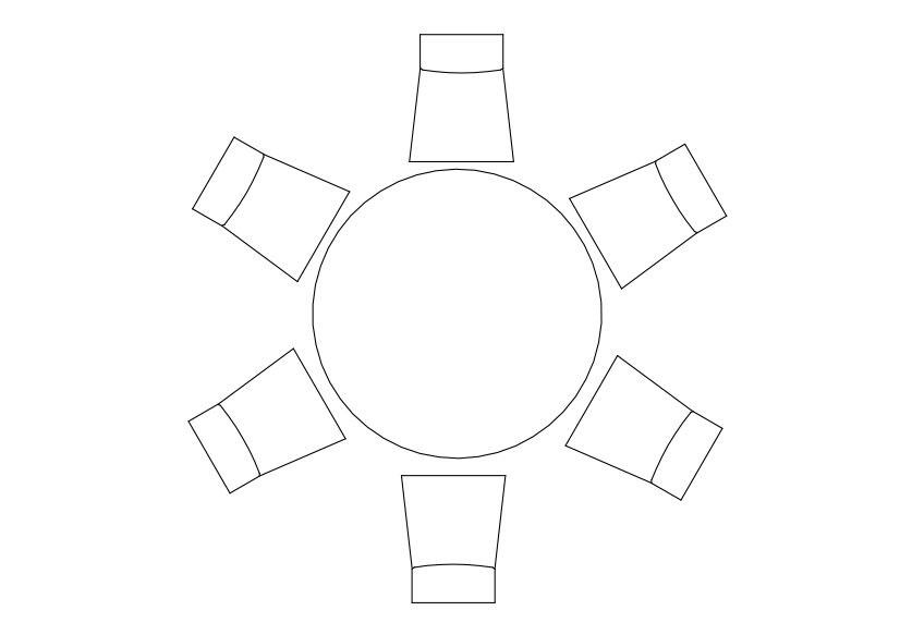 Free Chairs & Dining table set-up top view CAD Block – DWG, DXF, PDF Format