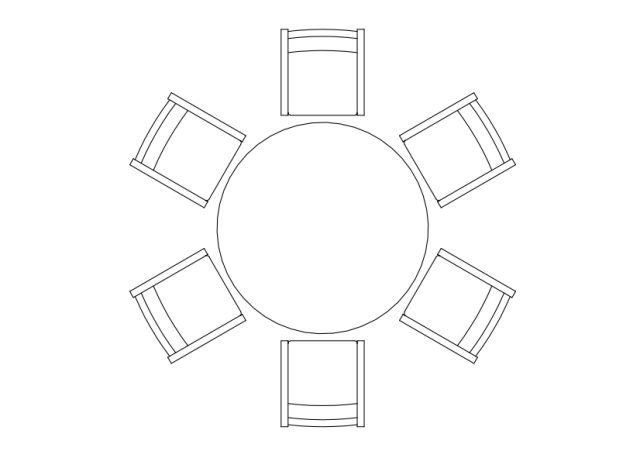 Free Chairs & Dining table set-up top view CAD Block – DWG, DXF, PDF Format