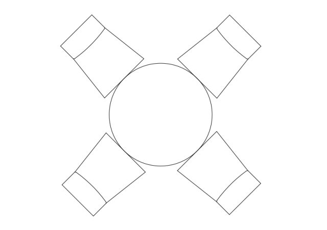 Free Chairs & Dining table set-up top view CAD Block – DWG, DXF, PDF Format