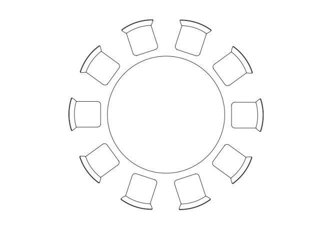 Free Chairs & Dining table set-up top view CAD Block – DWG, DXF, PDF Format