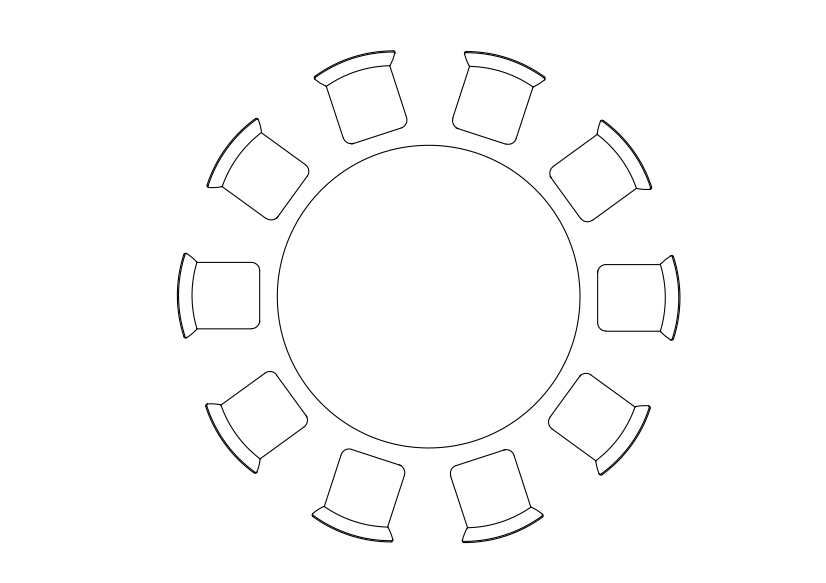 Free Chairs & Dining table set-up top view CAD Block – DWG, DXF, PDF Format
