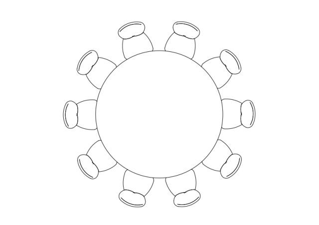 Free Chairs & Dining table set-up top view CAD Block – DWG, DXF, PDF Format