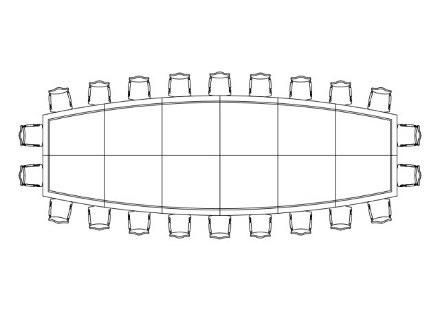 Free Chairs & Meeting table set-up top view CAD Block – DWG, DXF, PDF Format