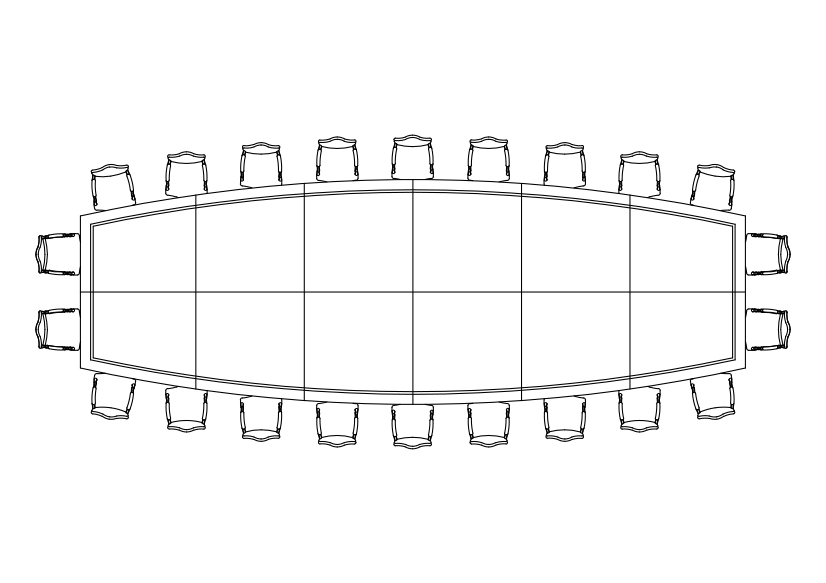 Free Chairs & Meeting table set-up top view CAD Block – DWG, DXF, PDF Format