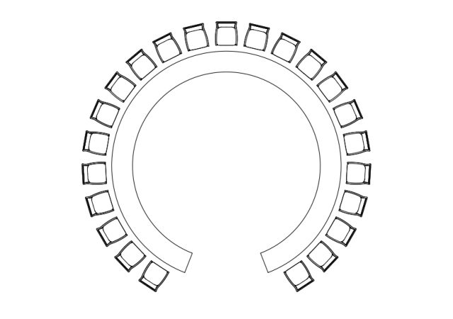 Free Chairs & Meeting table set-up top view CAD Block – DWG, DXF, PDF Format