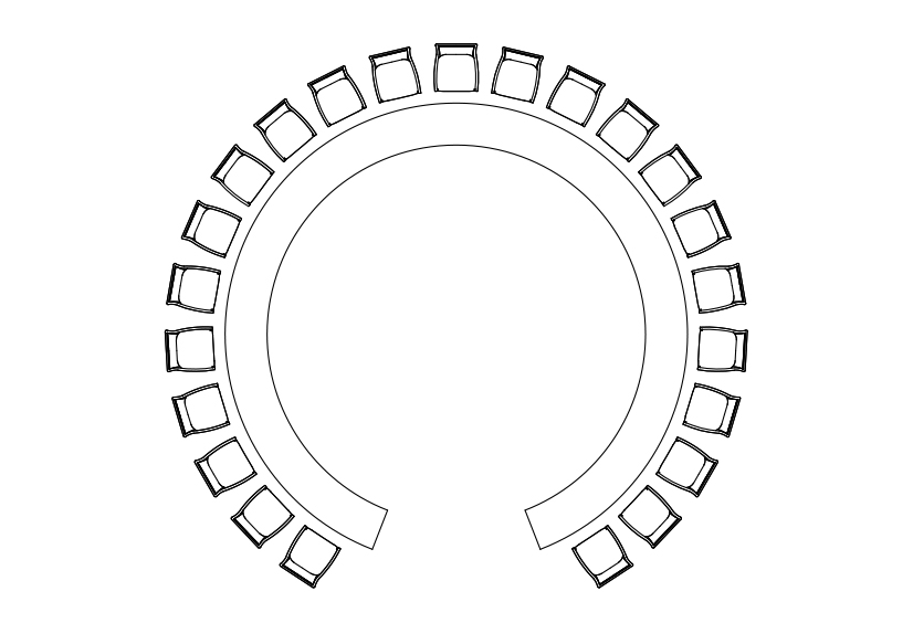 Free Chairs & Meeting table set-up top view CAD Block – DWG, DXF, PDF Format