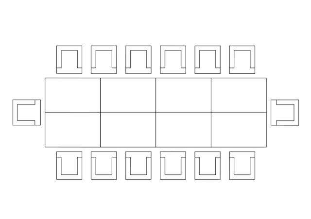 Free Chairs & Meeting table set-up top view CAD Block – DWG, DXF, PDF Format