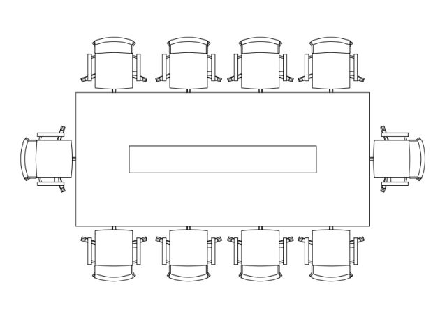 Free Chairs & Meeting table set-up top view CAD Block – DWG, DXF, PDF Format