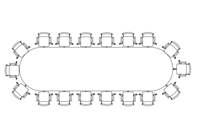 Free Chairs & Meeting table set-up top view CAD Block – DWG, DXF, PDF Format
