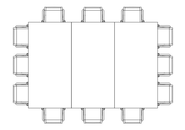 Free Chairs & Meeting table set-up top view CAD Block – DWG, DXF, PDF Format