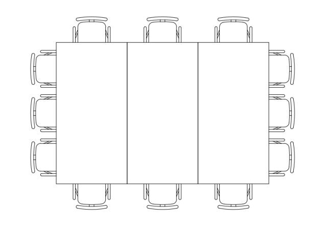 Free Chairs & Meeting table set-up top view CAD Block – DWG, DXF, PDF Format