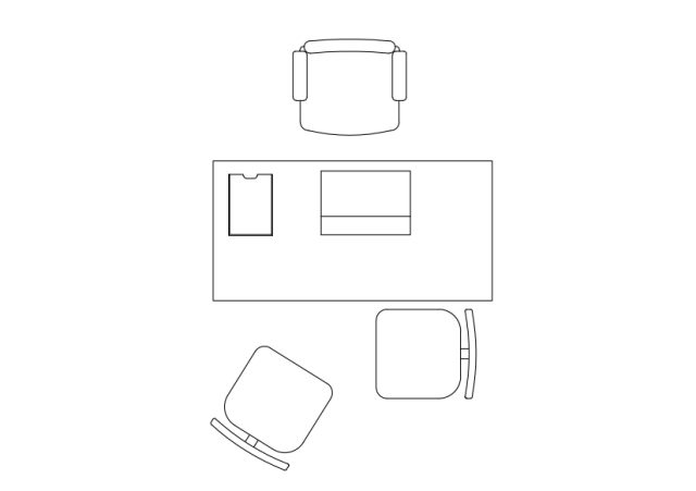 Free Office Desk set-up top view CAD Block – DWG, DXF, PDF Format