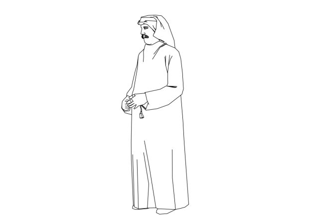 Free Arab Person Standing Elevation CAD Block – DWG, DXF, PDF Format