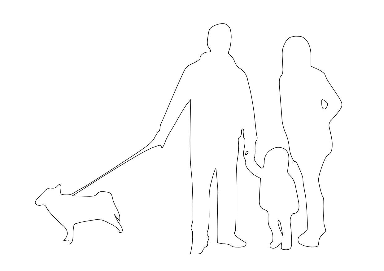 Free Family Standing Elevation CAD Block – DWG, DXF, PDF Format