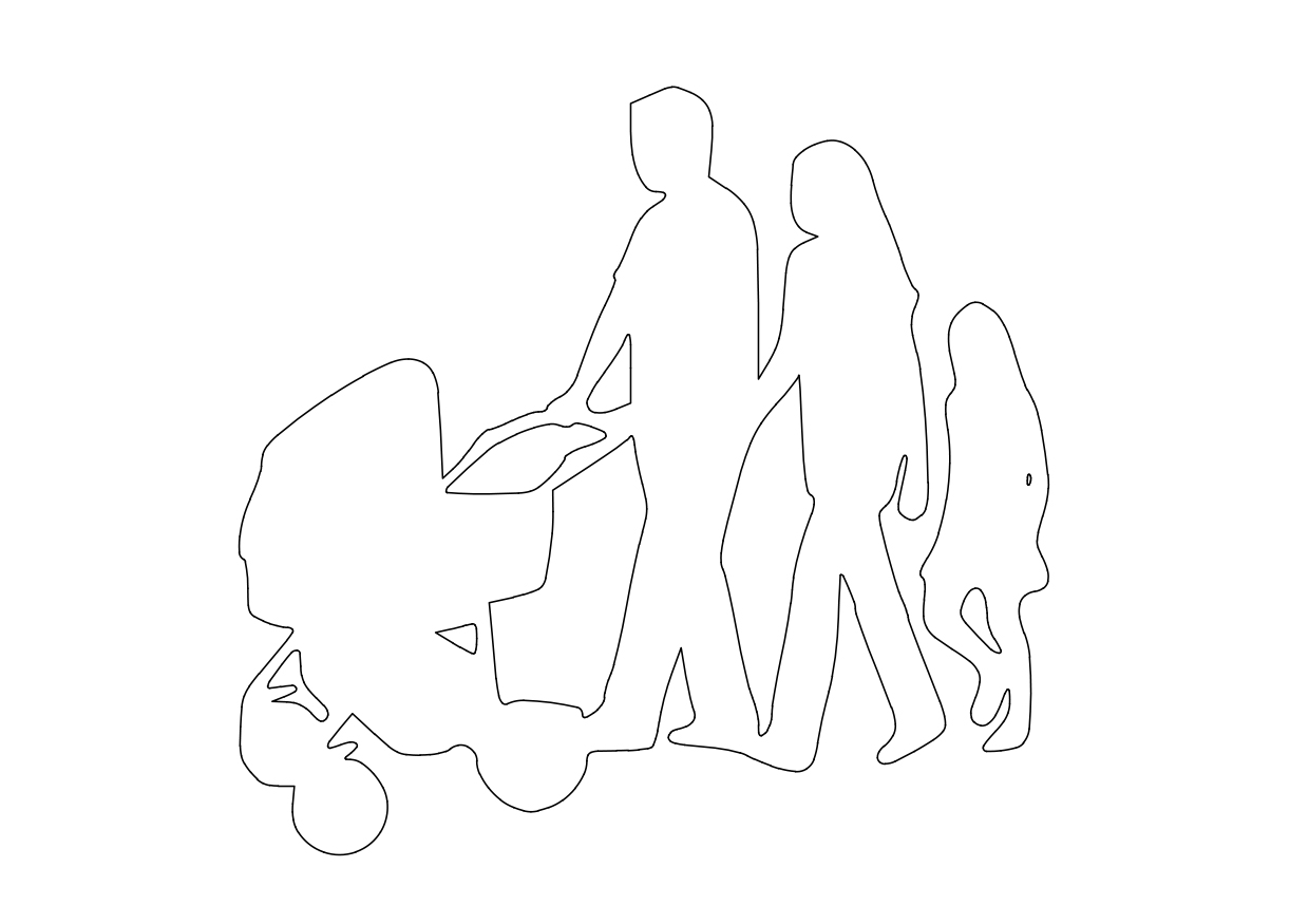 Free People Walking Elevation CAD Block – DWG, DXF, PDF Format