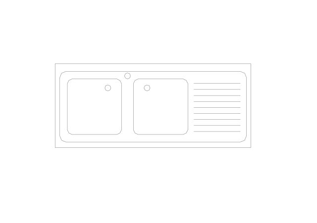 Free Kitchen Sink Top View CAD Block – DWG, DXF, PDF Format