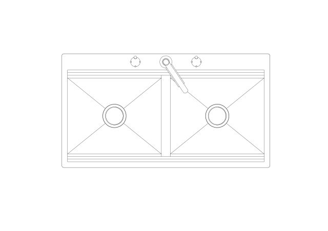 Free Kitchen Sink Top View CAD Block – DWG, DXF, PDF Format
